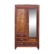 Art deco wooden cabinet with mirror, wooden storage unit, vintage Parisian cabinet