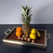 Dior style tray in wood & chromed, Italy, 1970s