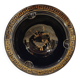 Small vintage ashtray in black ceramic with gold decoration in Greek style.