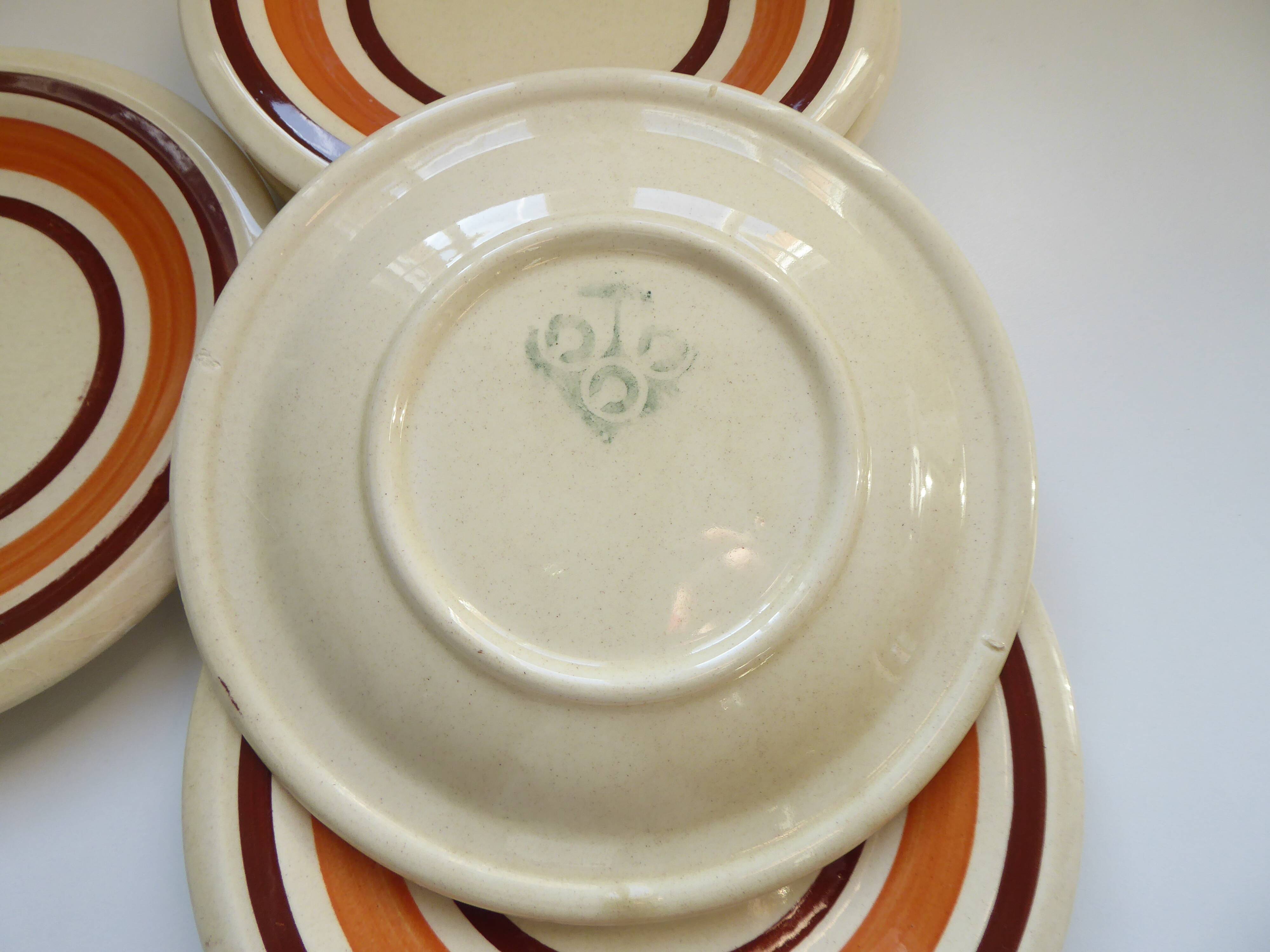 Set of 6 Vintage Earthenware Dessert Plates