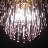 Lady Michelle, grand lustre en verre de Murano et cristal à gouttes roses, 1
