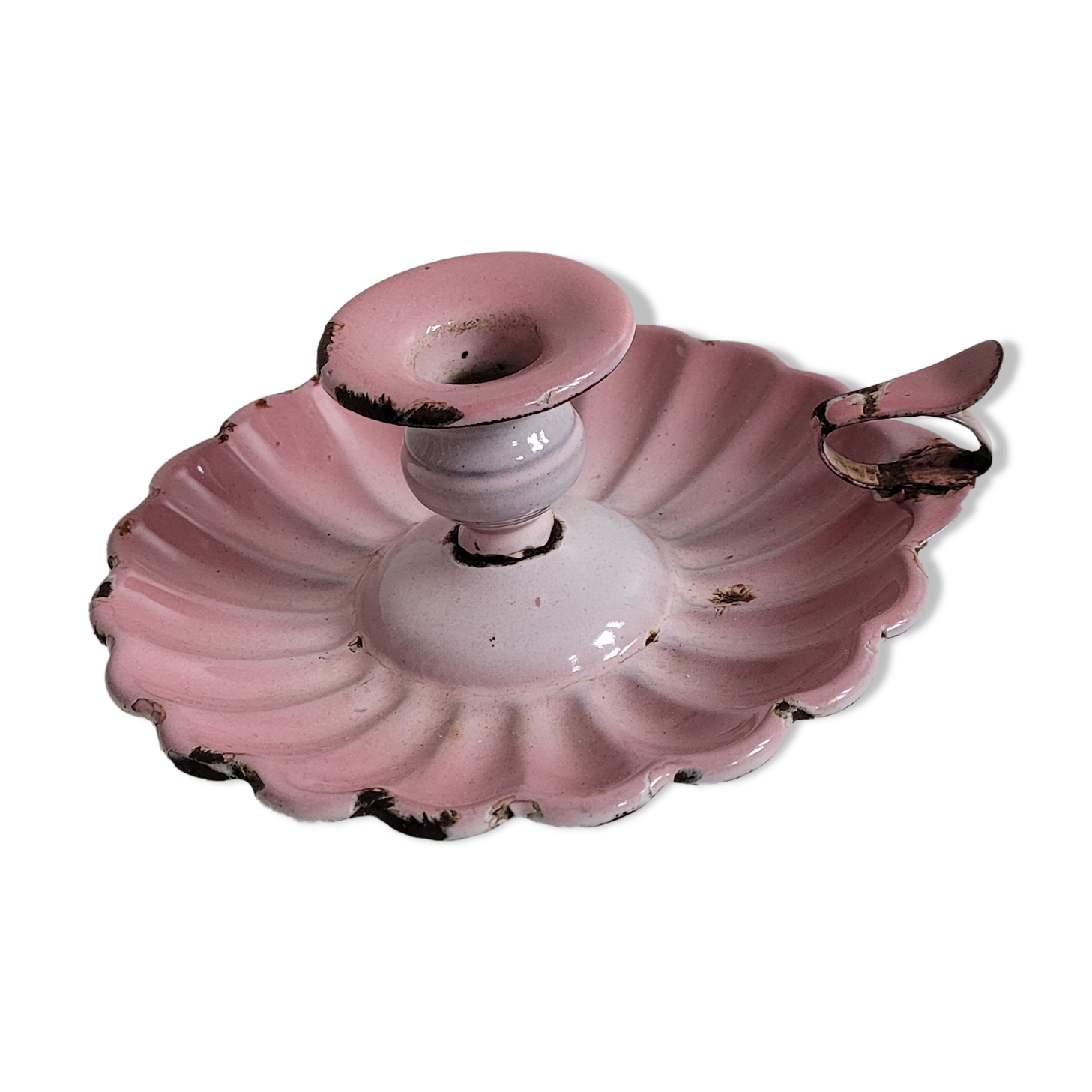 Candle holder enamelled pink cellar rat
