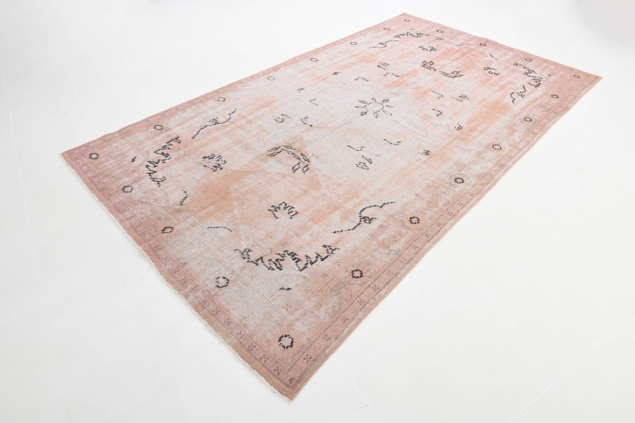 6x10 Soft Vintage Rug, Geometric Style Wool Vintage Rug, 175x304 Cm