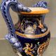 Vase on pedestal with handles in earthenware Gien Italian Renaissance decoration