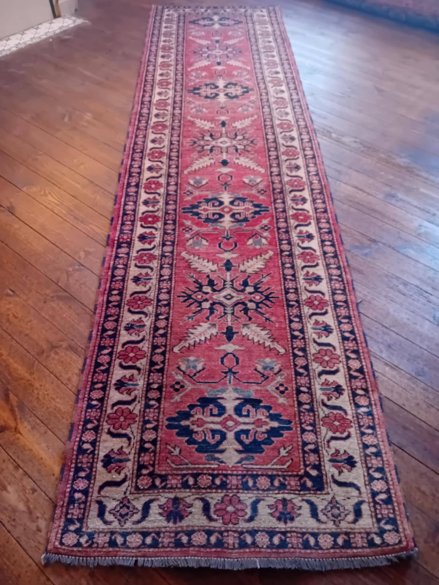 Handmade Pakistani Kazak Runner Rug 335x88cm