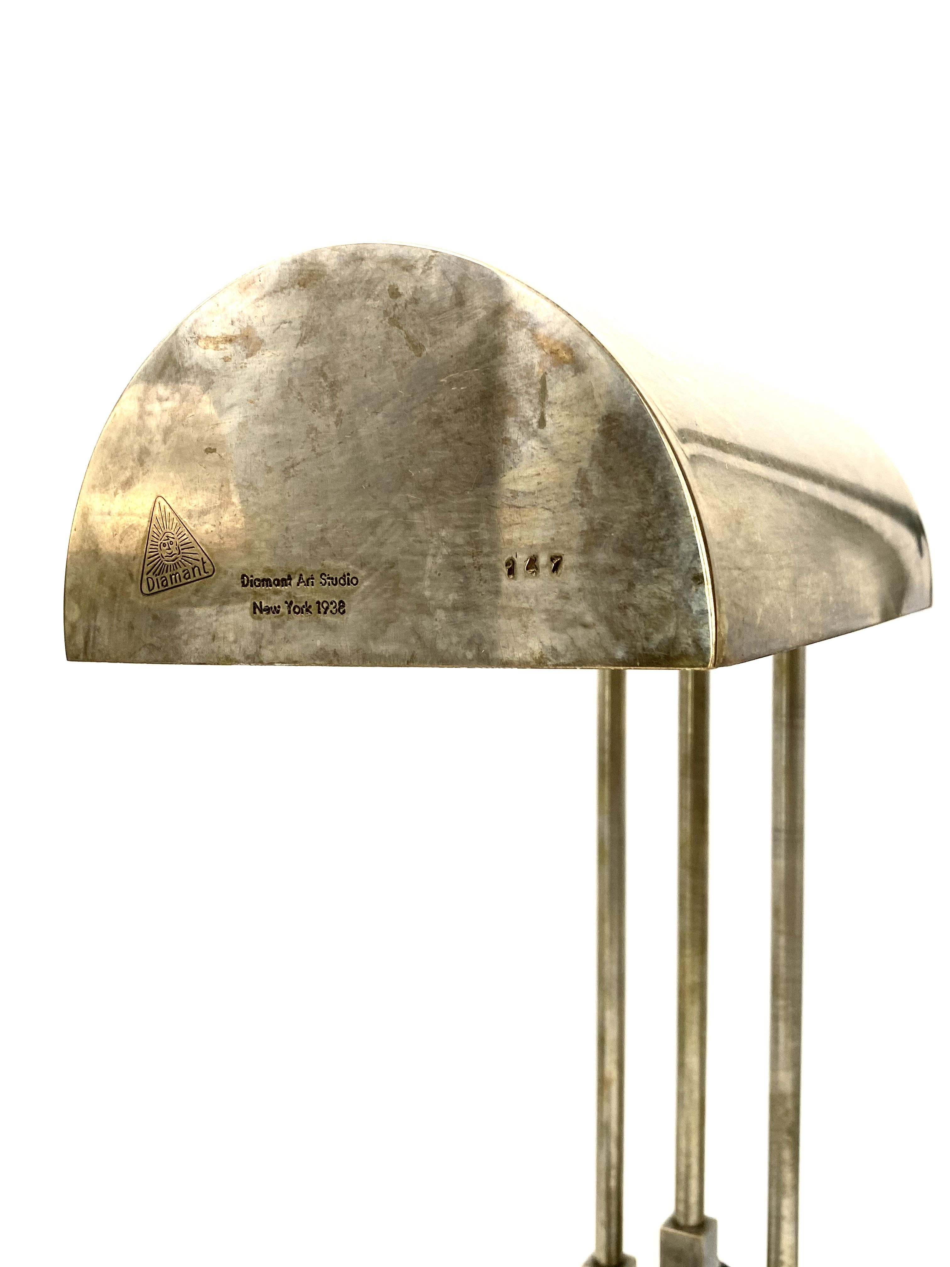 Diamant Art Studio Pair of Bauhaus cubist shaped Lamps. Marked 'New York 1938' & Numbered