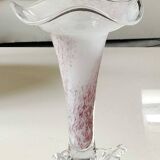 Peter Kaspar Soliflore Vase/Floral design, collared neck. Blown art glass, speckled purple. Shell inclusion. Dim 26.5 x 13 cm