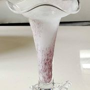 Peter Kaspar Soliflore Vase/Floral design, collared neck. Blown art glass, speckled purple. Shell inclusion. Dim 26.5 x 13 cm
