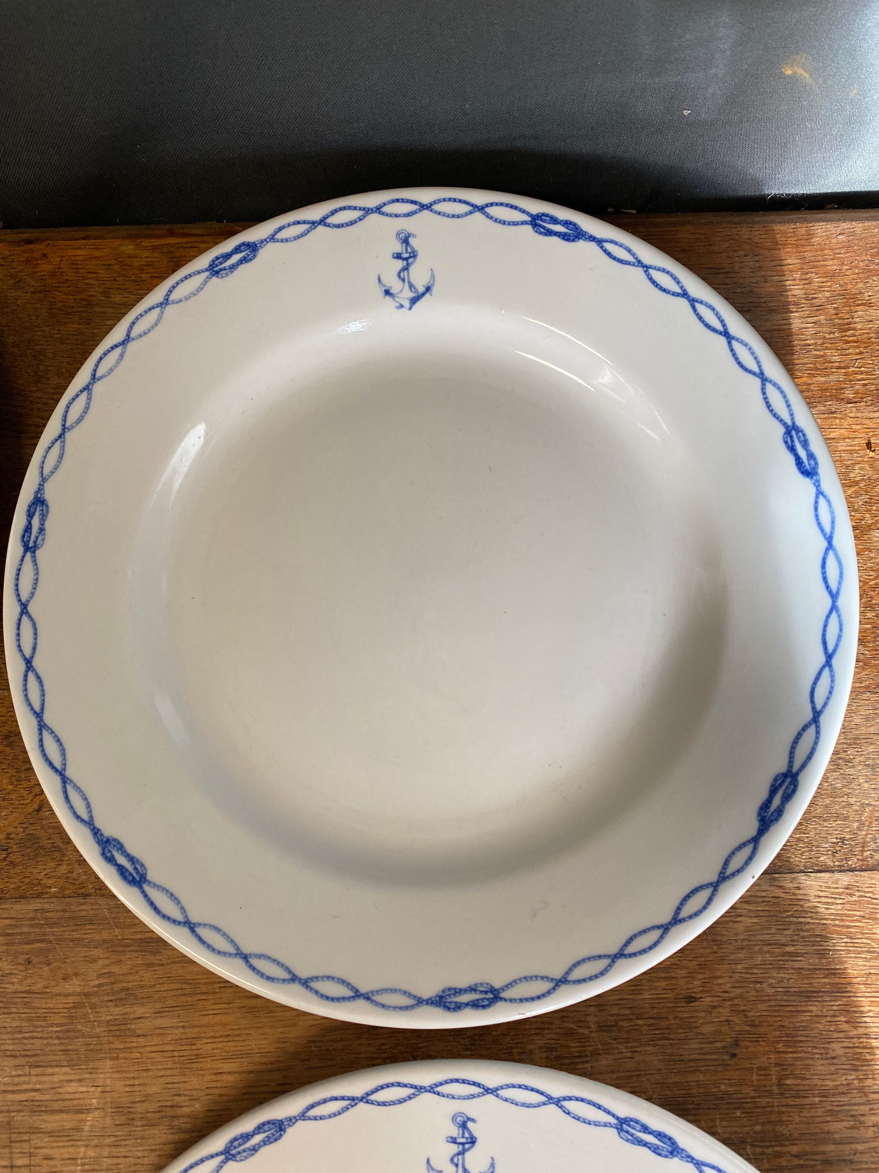 6 plates in Sarreguemines porcelain anchor and knots