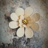 Flower wall light made of rattan and sand linen petals