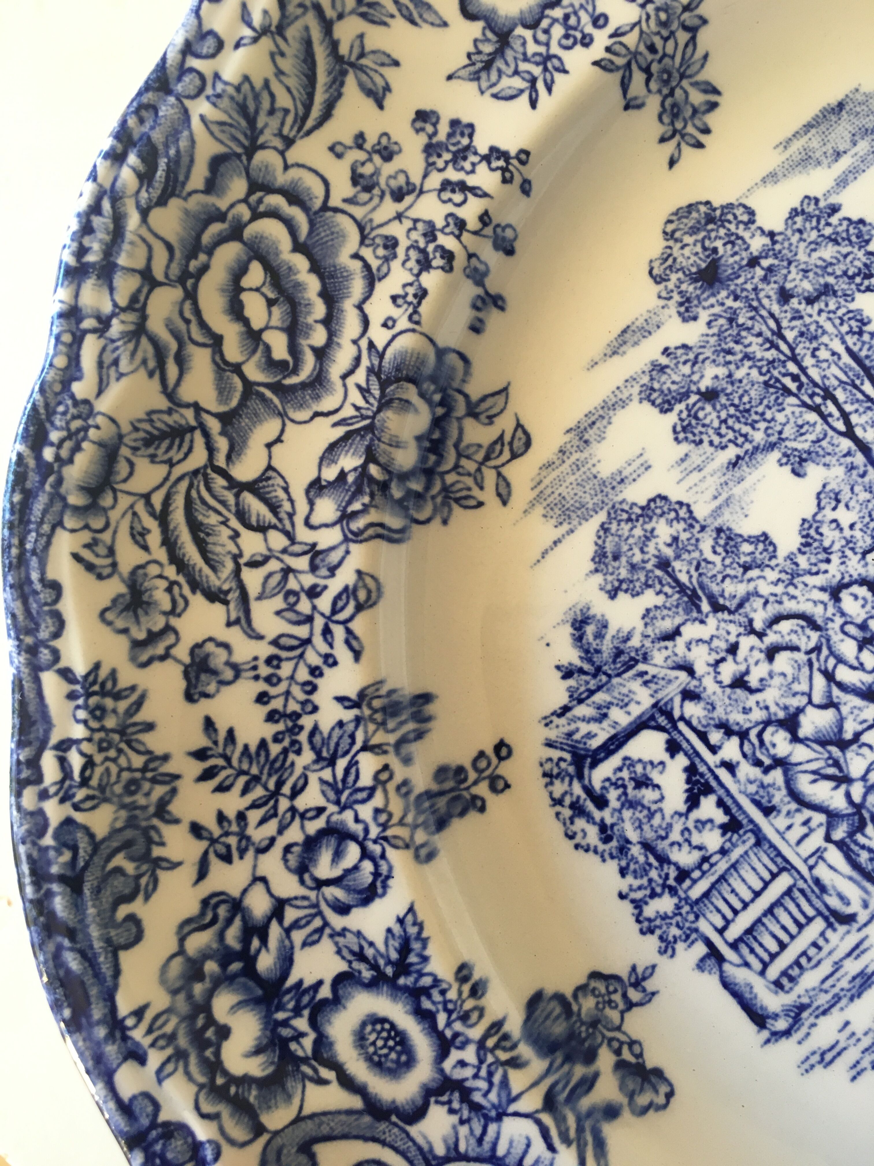 Set of 12 FLAT PLATES BP with blue country décor