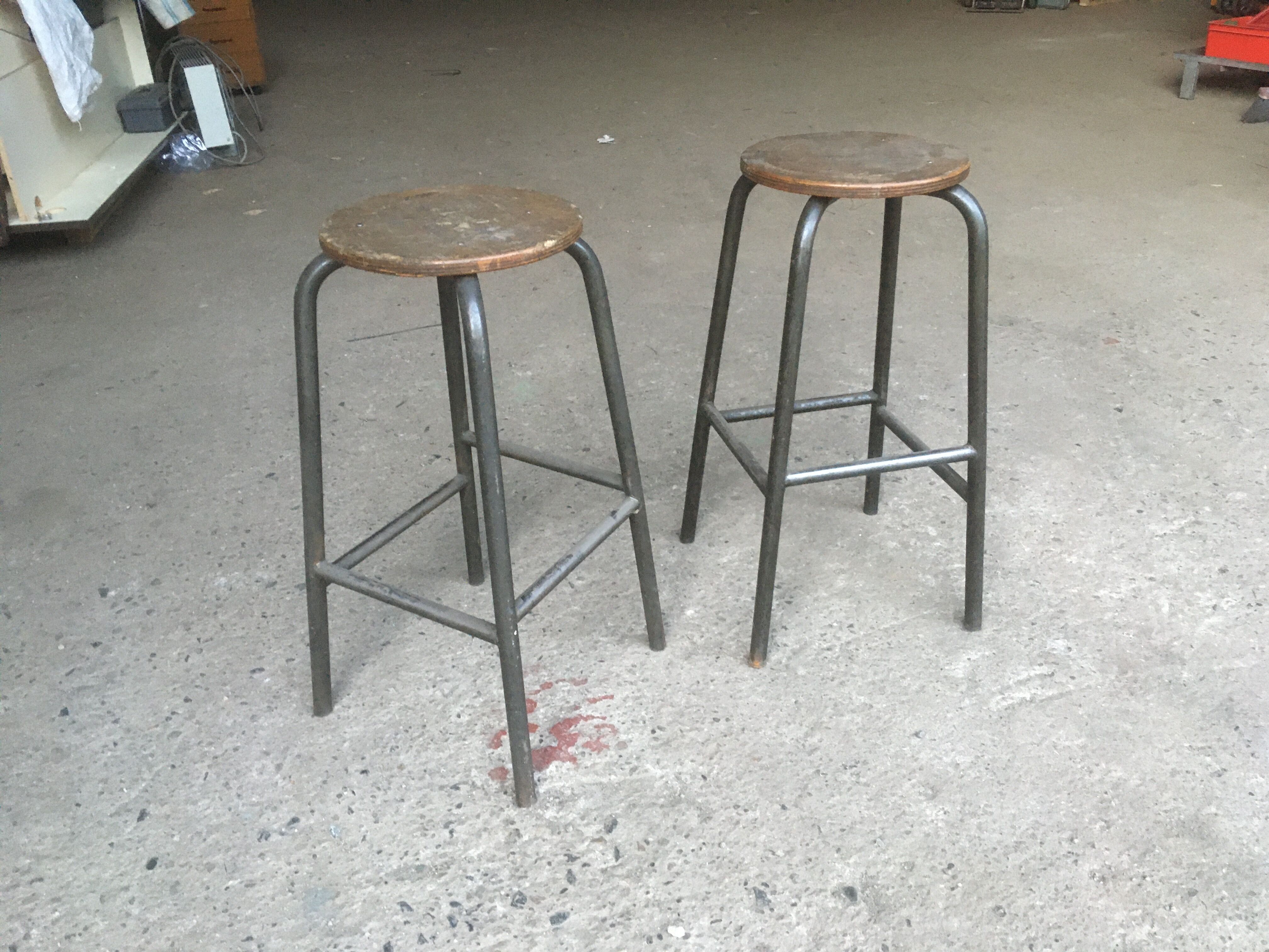 Metal and wood workshop top stool