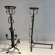 Important Pair of Gothic Wrought Iron Andirons with Fleur-de-Lis