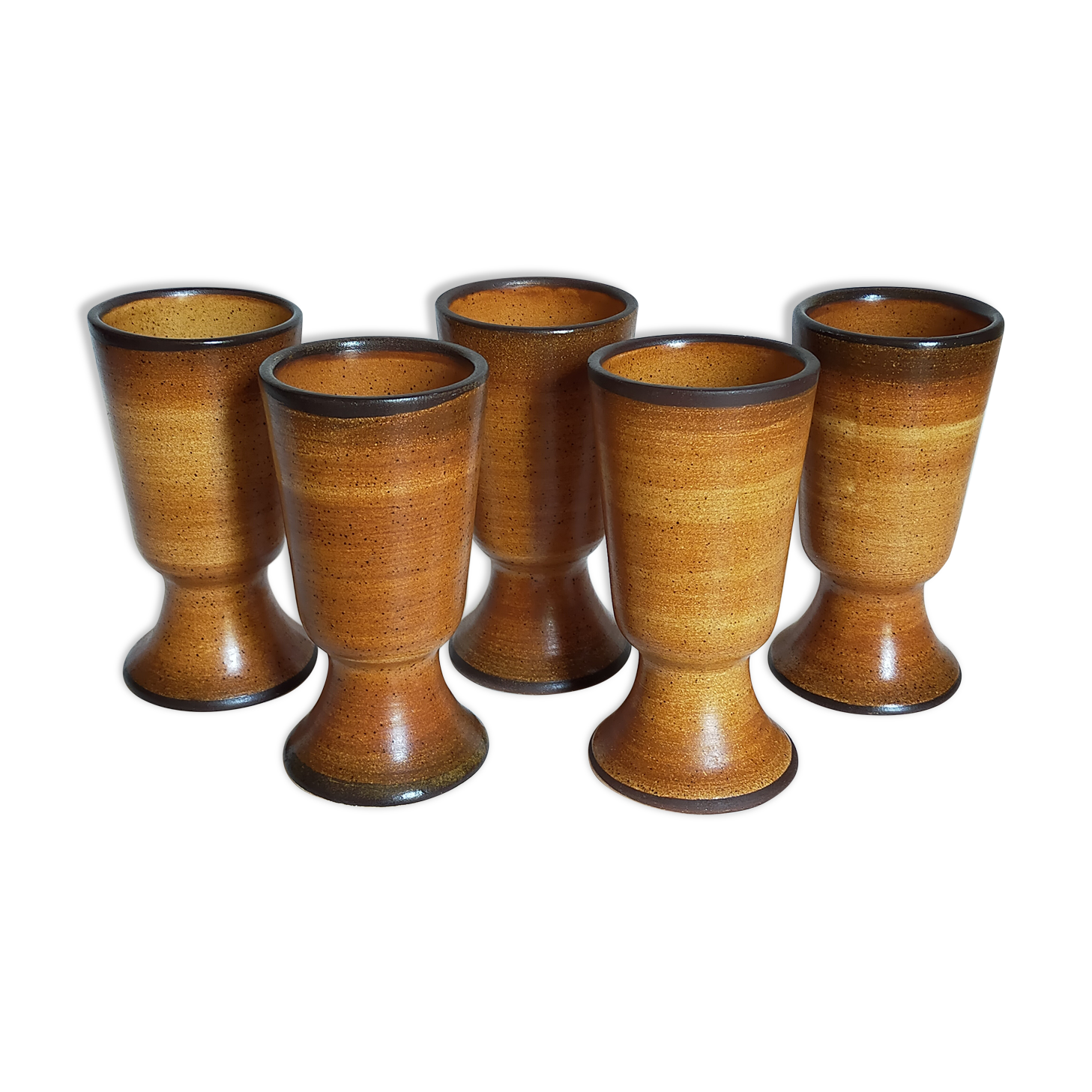 Five earthenware mazagrans from Saint-Amand vintages service"Meylan"