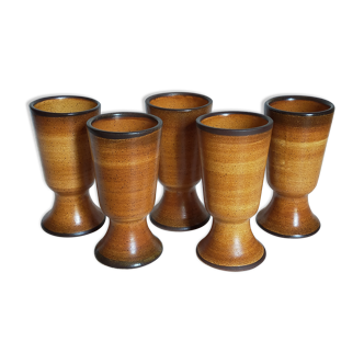 Five earthenware mazagrans from Saint-Amand vintages service"Meylan"