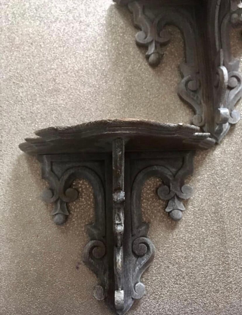 Pair of church shelves