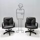 Postmodern Black Leather Office Chair by Vico Magistretti for ICF Design, 1978