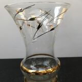 Vase art glassware Beaulieu glass decor vintage golden flowers