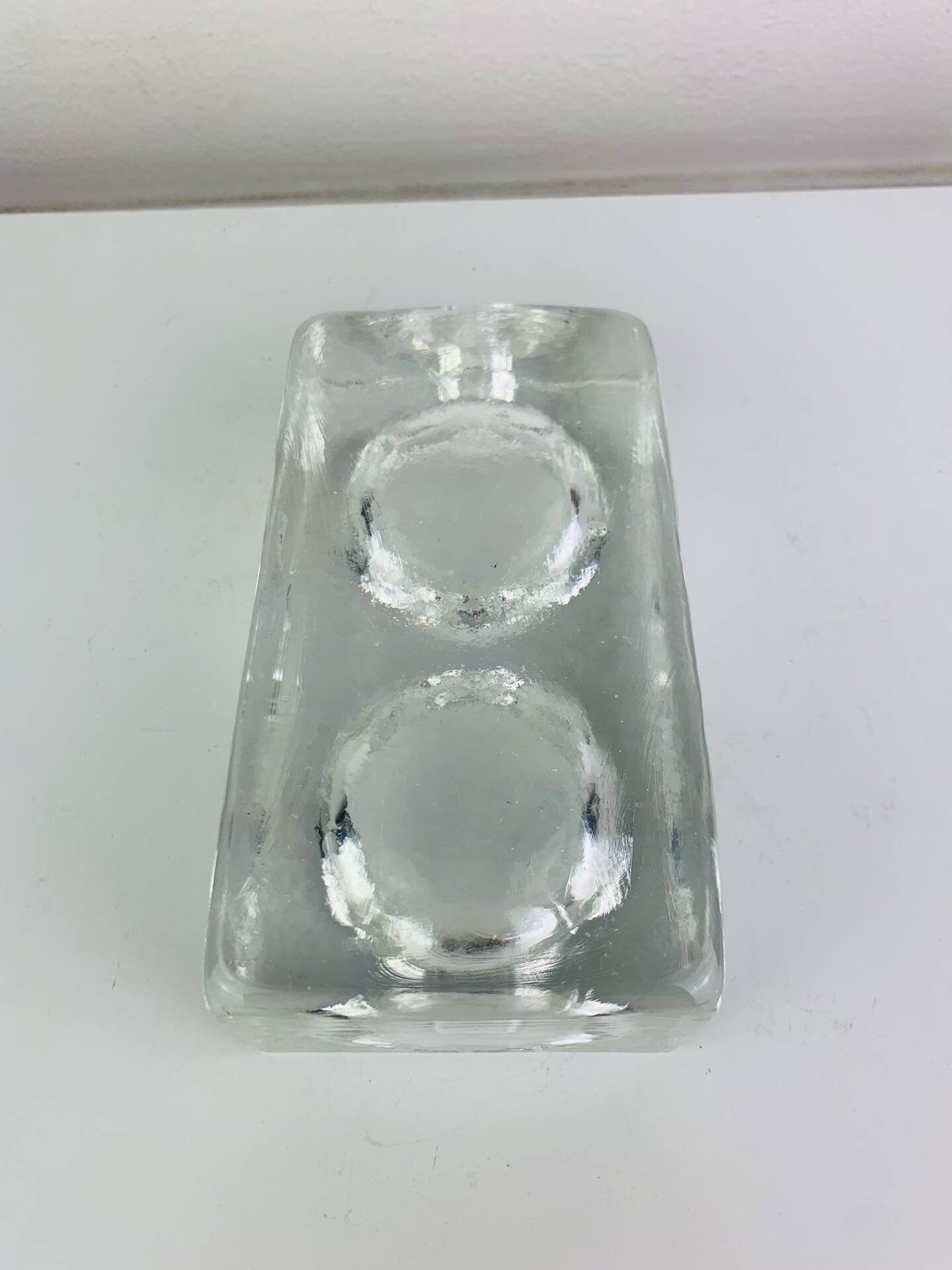 Vintage moulded glass "ice cube" catchall or ashtray