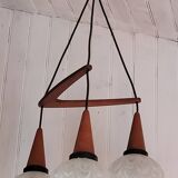 Boomerang Cascade Pendant Chandelier in Teak and Glass from Philips, 1950s