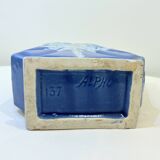 Large alpho fat lava art deco pitcher with blue ceramic handles 1930