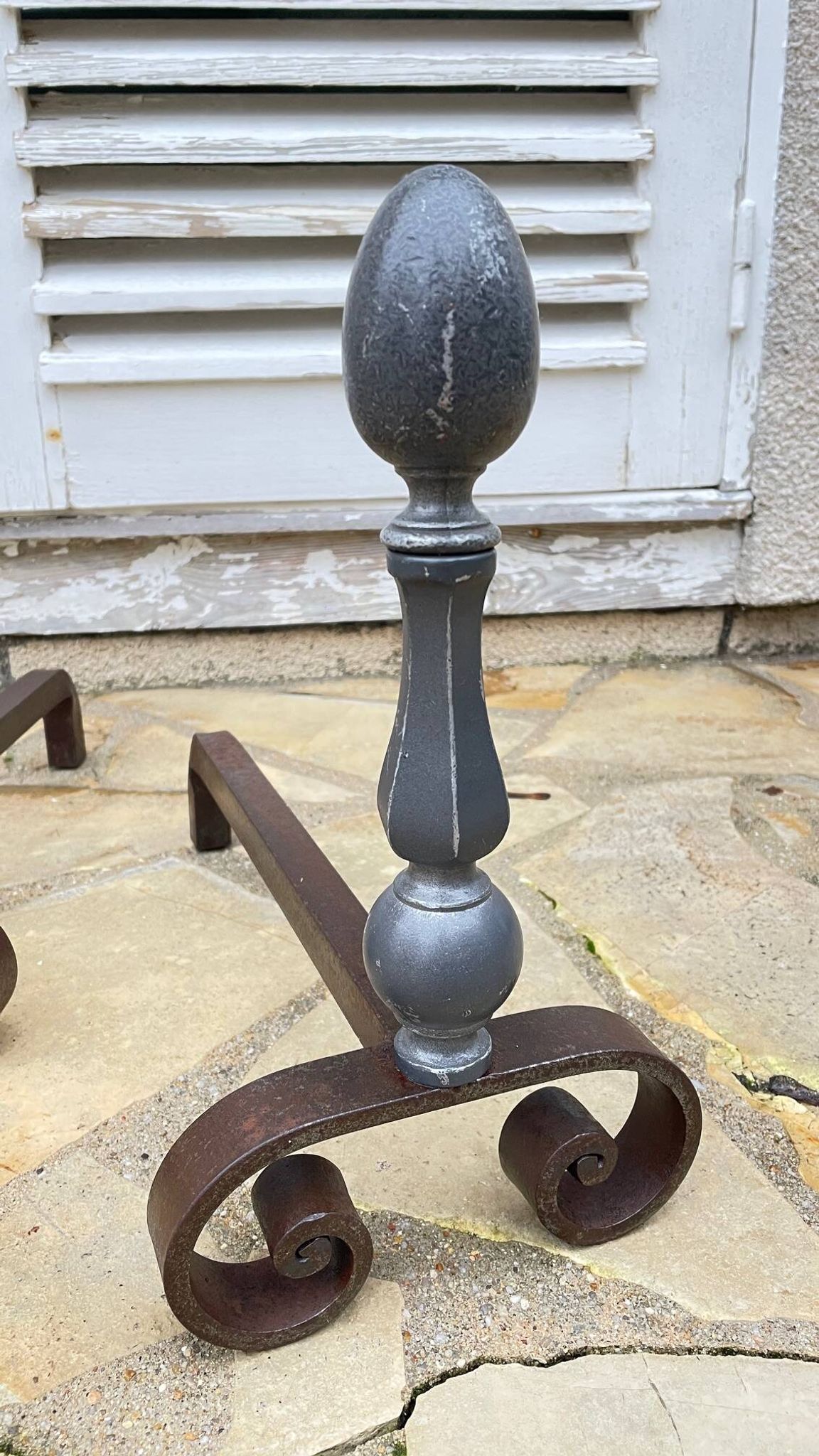 Paire de CHENETS Géométriques VINTAGE