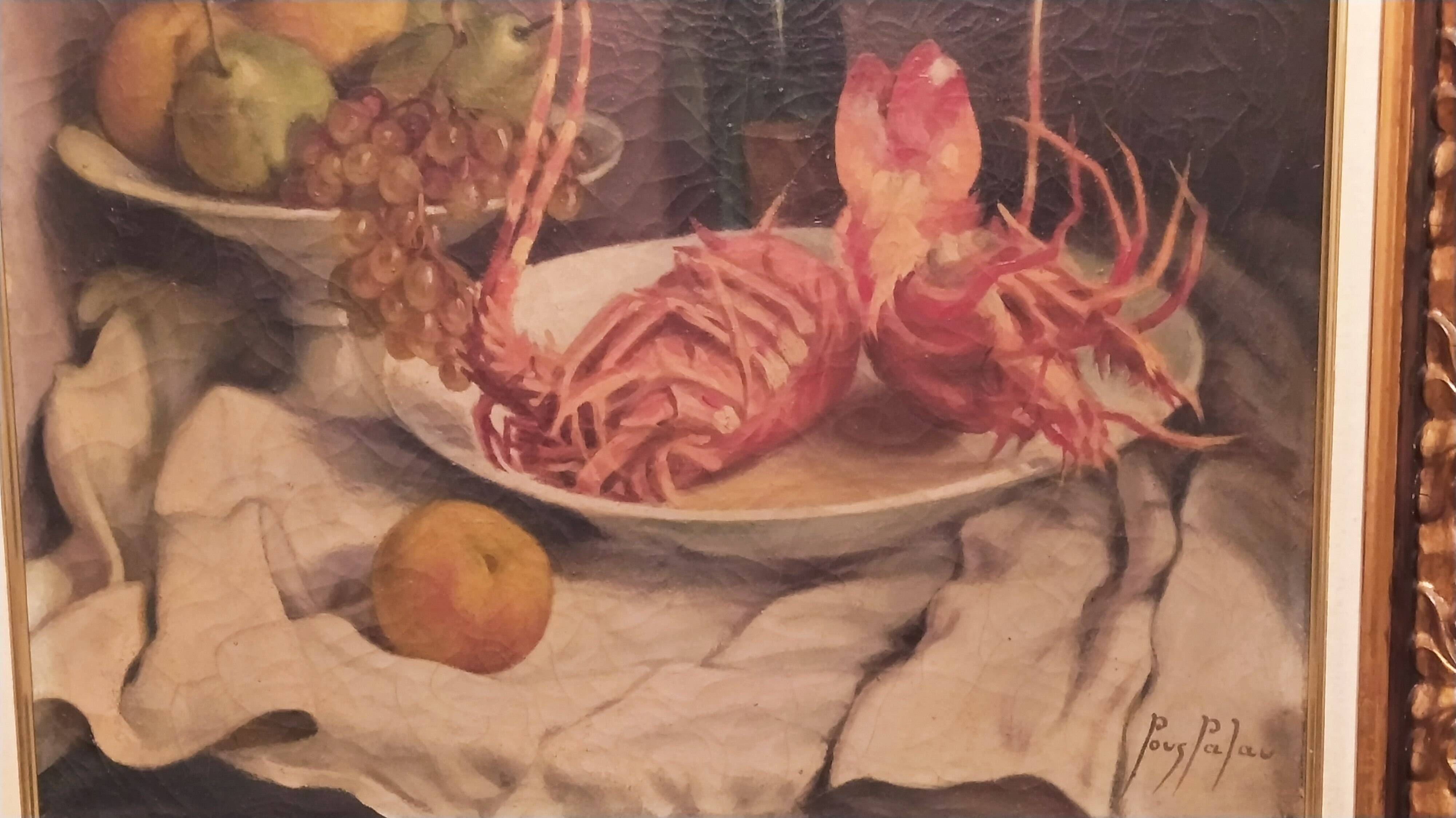 oil painting Antonio Pous Palau (1870–1959) – Still Life with Lobster