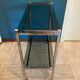 Vintage chrome dessert table, 2 smoked glass trays.