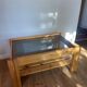 Vintage coffee table in pine and smoked glass