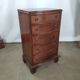Commode galbée acajou 5 tiroirs poignée anneaux