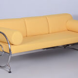 Canapé tubulaire en cuir jaune Bauhaus entièrement restauré, Robert Slezák, années 1930