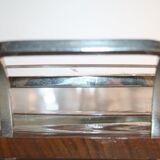Plateau bois poignées chromées à 3 compartiments verre art déco