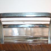 Plateau bois poignées chromées à 3 compartiments verre art déco