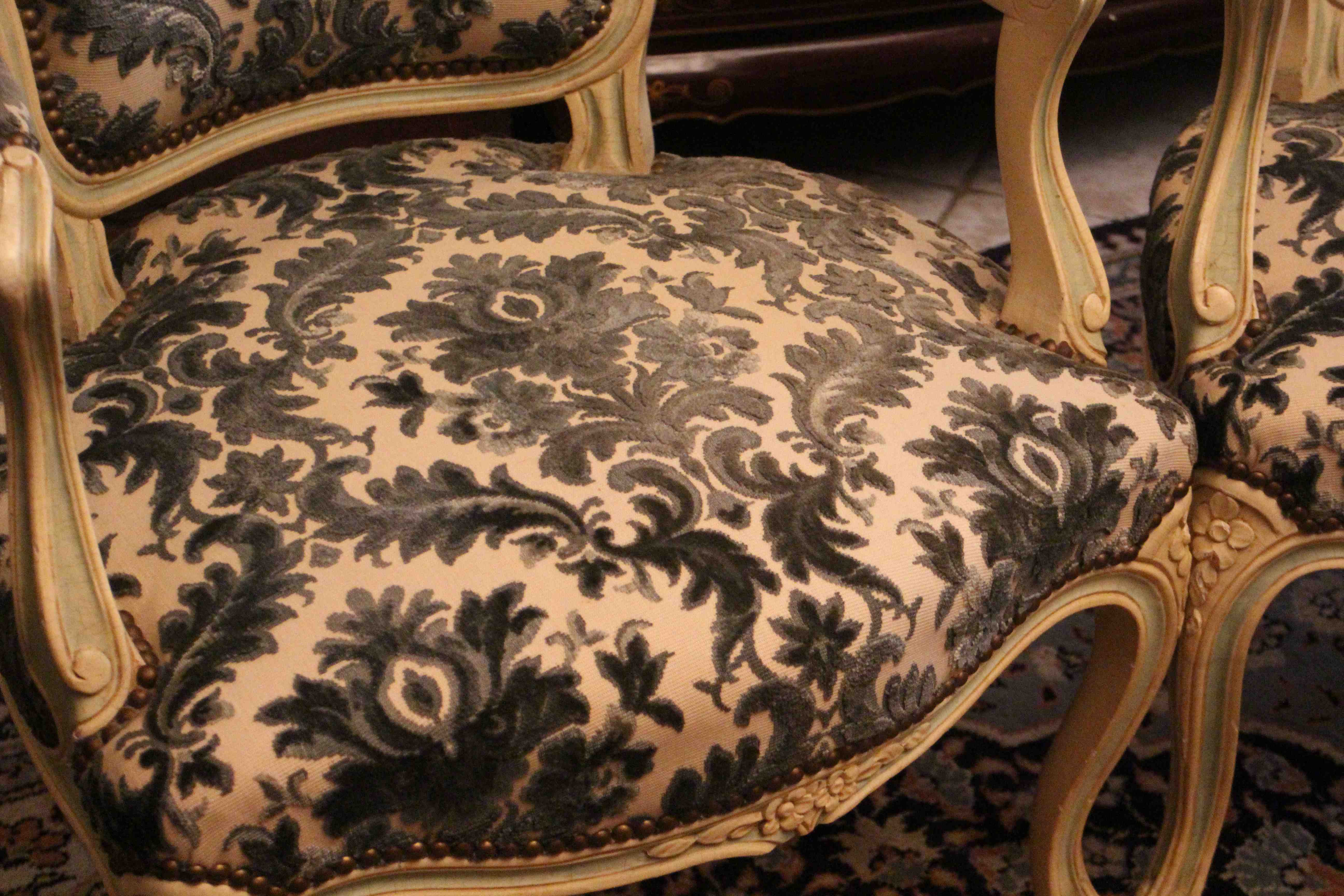 Pair of Louis XV-style convertible armchairs