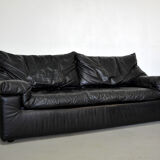 Black leather sofa, Cinna 80