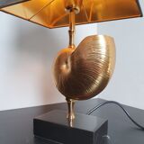 Nautilus brass lamp with black marble base