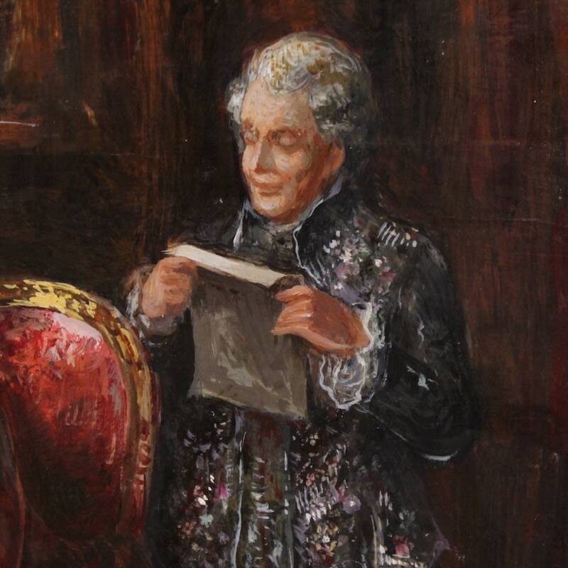 Italian painting interior scene dated 1941