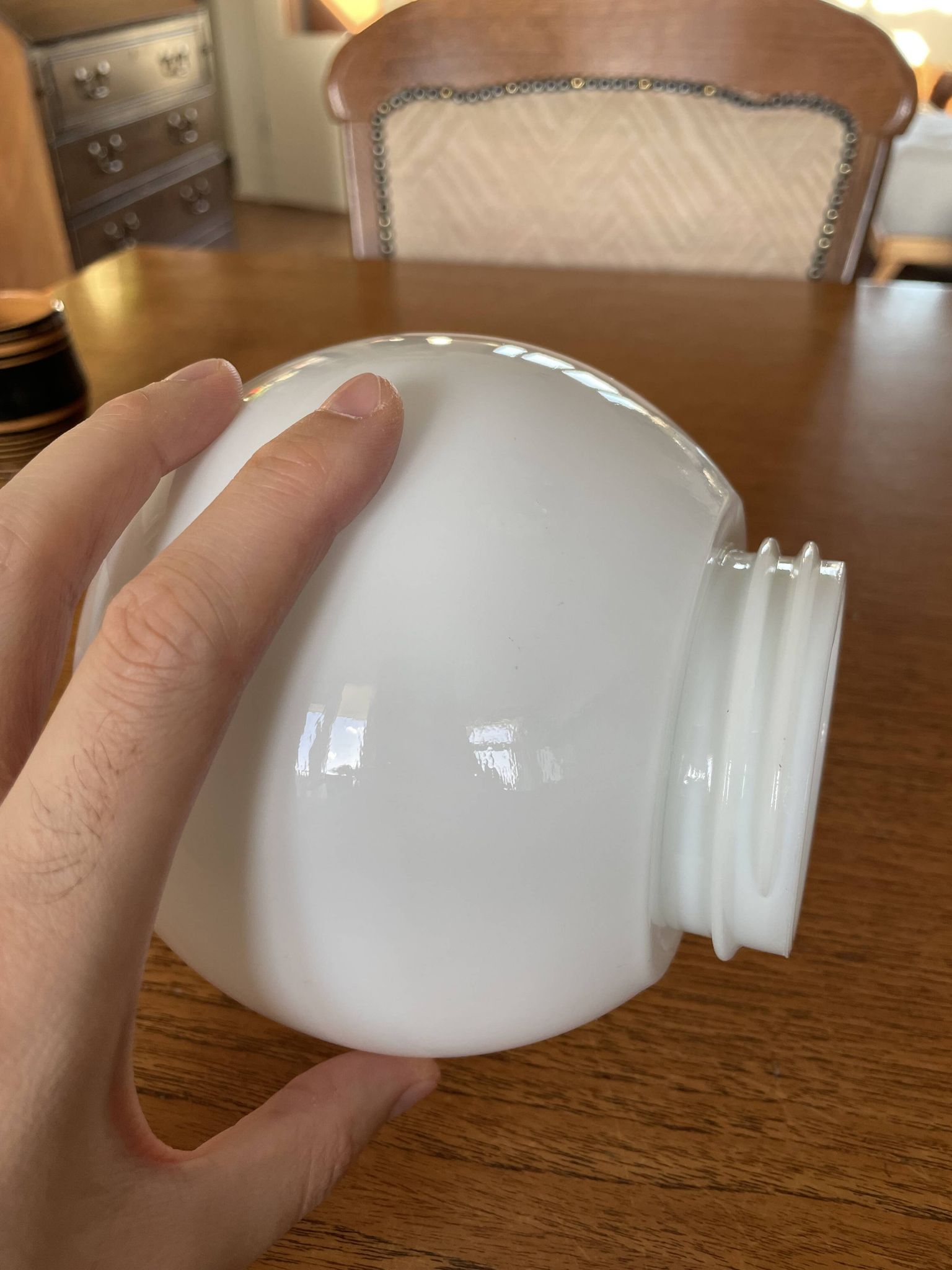 Milk Glass Spherical Ceiling Lamp, Opaline Shade with Diameter 7.5 cm