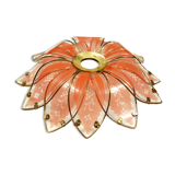 Italian lampshade "lotus flower" colored glass & brass 1970