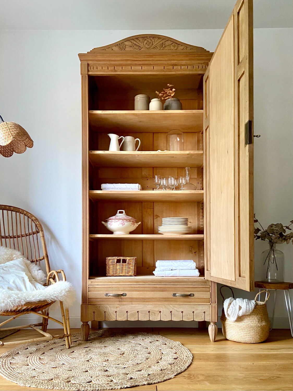 Parisian art deco cabinet 1930 in raw wood
