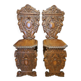 Pair of 19th century walnut stepladder chairs