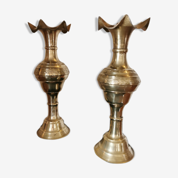 Pair of amphora vases made of solid brass