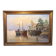 Oil on canvas john luini marine view boats + golden frame