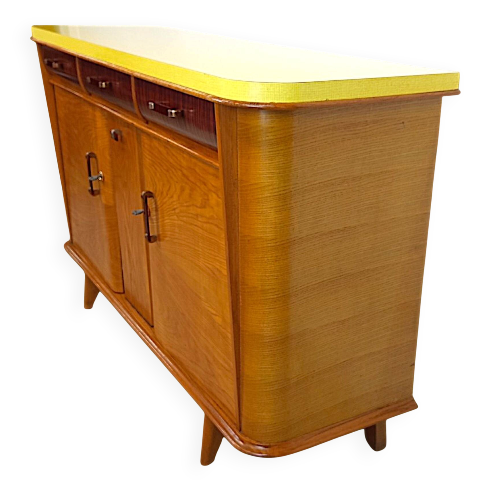Vintage French sideboard — 1950s/60s — Yellow Formica