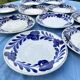 Antique dessert plates Luneville cobalt blue flowers