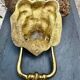 Large lion door knocker in solid brass Art Nouveau