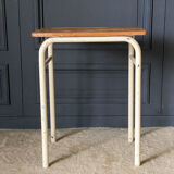 School desk 1960 white lacquered metal wooden top
