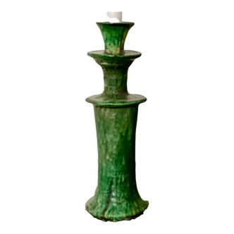 Bougeoir chandelier de tamegroute céramique émaillé vert l h30 cm