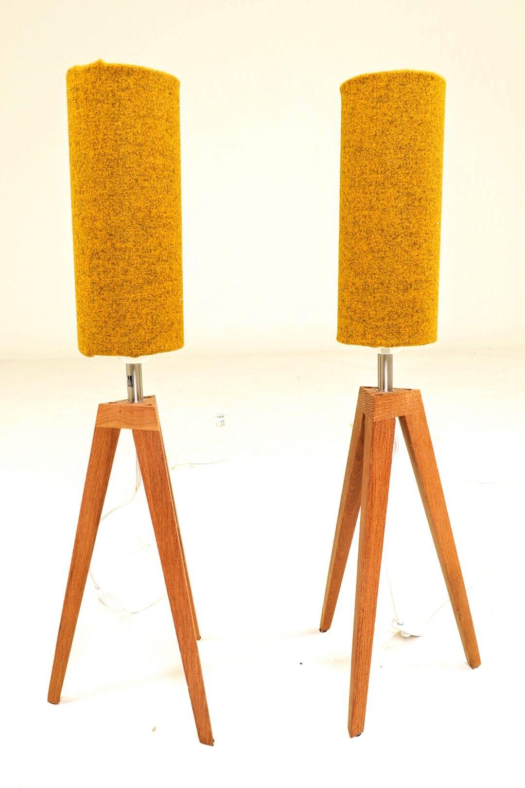 Pair of modern design teak wood lamps 1960