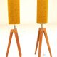 Pair of modern design teak wood lamps 1960